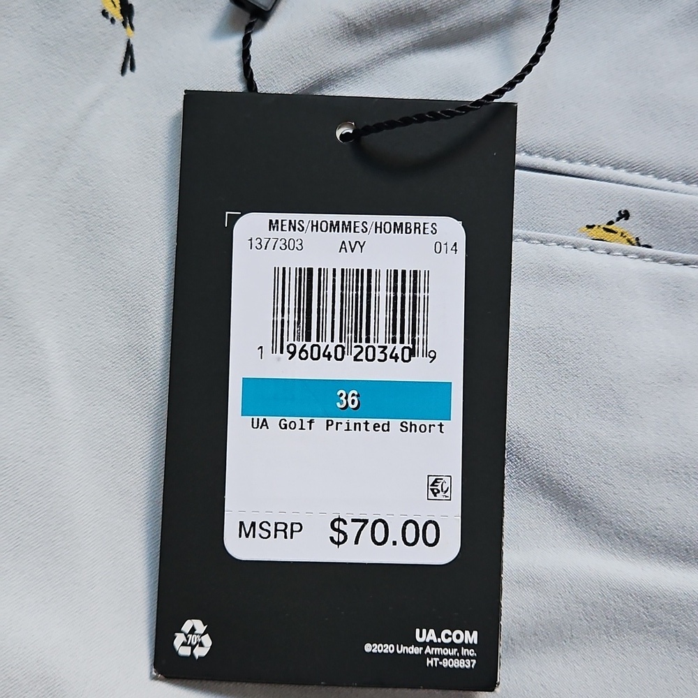 NWT Under Armour Men's Light Gray Patterned Shorts, Size 36 - Picture 7 of 7